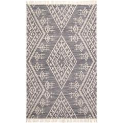 Savona Bohemian Geometric Flatweave Rug, Dusty Blue/Ivory, 9ft x 12ft Area Rug, 8590795FNVYIVYG00
