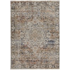 Kaia Transitional Medallion, Tan/Orange/Blue, 7'-10" x 9'-6" Area Rug