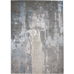 Azure Modern Abstract, Gray/Ivory/Blue, 8' x 10' Area Rug