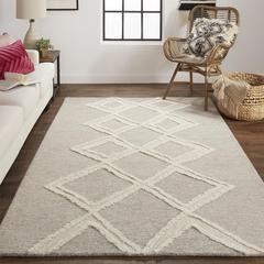 Anica Premium Wool Tufted Rug, Moroccan Style, Taupe/Ivory, 8ft x 10ft Area Rug, ANC8009FBRN000F00