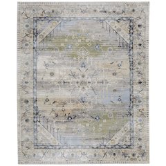 Melrose Transitional Distressed, Ivory/Green/Blue, 9'-0" x 12'-8" Area Rug