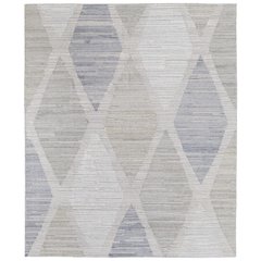 Elias Modern Diamond, Ivory/Blue/Brown, 5' x 8' Area Rug