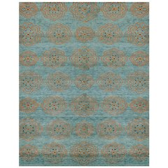 Qing Transitional Floral & Botanical, Blue/Green/Taupe, 5'-6" x 8'-6" Area Rug