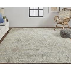 Elias Abstract Chevron Rug, Oyster Gray/Taos Taupe, 8ft x 10ft Area Rug, ELS6718FGRYBRNF00