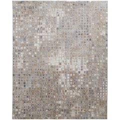 Laina Transitional Geometric, Tan/Ivory/Blue, 3' x 5' Accent Rug