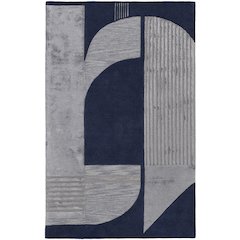 Nash Modern Geometric, Blue/Silver, 10' x 14' Area Rug