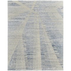 Brighton Modern Abstract, Ivory/Blue/Silver, 9'-6" x 13'-6" Area Rug