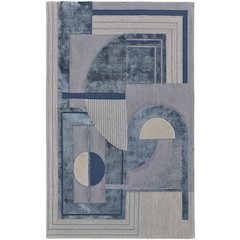 Nash Modern Geometric, Blue/Ivory/Gray, 9' x 12' Area Rug