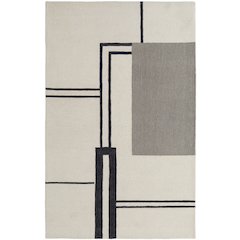 Maguire Transitional Abstract, Ivory/Gray/Black, 12' x 15' Area Rug