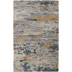 Everley Modern Abstract, Gray/Yellow/Blue, 8' x 10' Area Rug