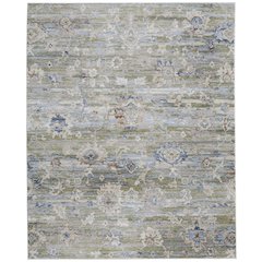 Melrose Traditional Floral & Botanical, Green/Ivory/Blue, 5' x 7'-6" Area Rug
