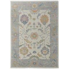 Transitional Floral & Botanical, Ivory/Orange/Blue, 8'-6" x 11'-6" Area Rug
