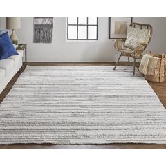 Alden Contemporary Bohemian Shag Rug, Ivory/Carob Brown, 2ft x 3ft Area Rug, ALD8637FBGE000P00