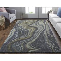 Amira Contemporary Marble Rug, Olive Green/Deep Gray/Blue, 2ft x 3ft Accent Rug, AMI8631FBLUGRNP00