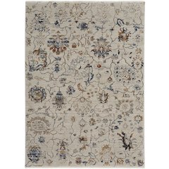 Kaia Transitional Floral & Botanical, Ivory/Orange/Blue, 7'-10" x 9'-6" Area Rug