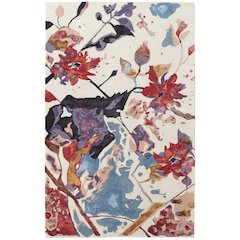 Dafney Transitional Floral & Botanical, Red/Blue/Purple, 2' x 3' Accent Rug