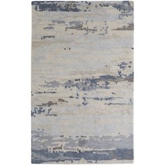 Everley Modern Abstract, Blue/Gray/Ivory, 5' x 8' Area Rug
