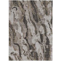 Vancouver Modern Abstract, Ivory/Brown/Taupe, 6'-7" x 9'-6" Area Rug