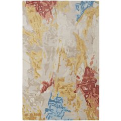 Everley Modern Abstract, Ivory/Yellow/Blue, 4' x 6' Accent Rug