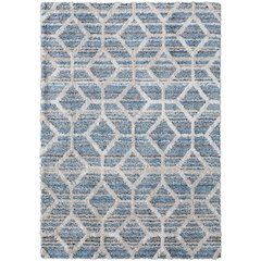 Mynka Transitional Diamond, Blue/Ivory, 4' x 6' Accent Rug