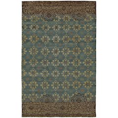 Qing Transitional Floral & Botanical, Blue/Green/Brown, 8'-6" x 11'-6" Area Rug