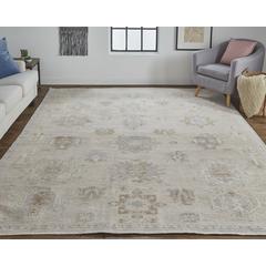Wendover Eco Friendly PET Oushak Rug, Ivory/Tan/Opal Gray, 2ft x 3ft Accent Rug, WND6858FBGEIVYP00