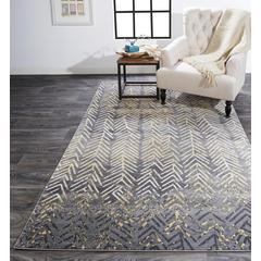Bleecker Contemporary Arrows Rug, Gargoyle Gray/Yellow, 10ft x 13ft-2in Area Rug, 6173604FGRT000H13
