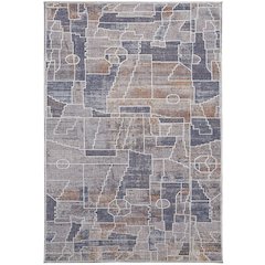 Francisco Transitional Abstract, Blue/Gray/Orange, 12' x 15' Area Rug