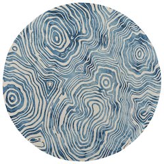 Lorrain Modern Abstract, Blue/Ivory, 10' x 10' Round Rug