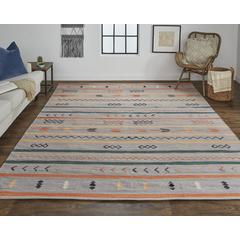 Dharma Southwestern Serape Style Rug, Gray/Rust Orange, 8ft x 10ft Area Rug, I94I0760GRY000F00