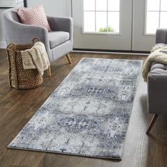 Gaspar Modern Abstract Deco Style, Ice Blue/Navy Blue, 2ft - 10in x 8ft, Runner, 7873834FLBLSLGI1C