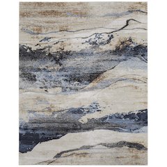 Sonora Modern Abstract, Tan/Blue/Gray, 6'-7" x 9'-6" Area Rug