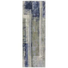 Clio Modern Abstract, Blue/Green/Ivory, 2'-9" x 7'-10" RUNNER Runner
