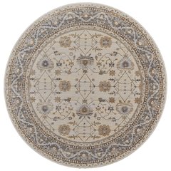 Celene Traditional Bordered, Tan/Ivory/Gray, 7'-9" x 7'-9" Round Rug
