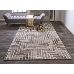 Asher Diamond Medallion Wool Rug, Warm Gray/Ivory Cream, 10ft x 14ft Area Rug, 8638768FTPENATH00