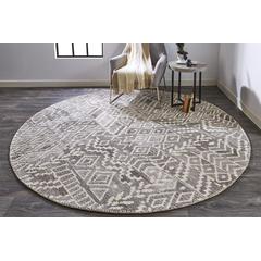 Asher Lustrous Distressed Wool Rug, Vapor Gray/White, 10ft x 10ft Round, 8638771FTPENATN95
