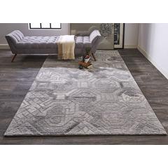 Asher Lustrous Geometric Wool Rug, Light/Dark Gray, 10ft x 14ft Area Rug, 8638772FMGY000H00