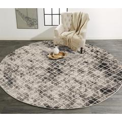 Kano Distressed Diamonds Rug, Charcoal/Ivory, 8ft - 9in x 8ft - 9in Round, 8643873FSNDIVYN89
