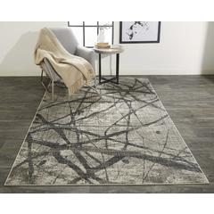 Kano Modern Abstract Rug, Warm Gray/Charcoal, 12in x 13ft - 9in Area Rug, 8643877FCHLGRYH14