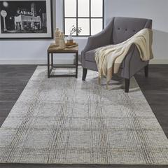 Belfort Modern Minimalist Rug, Abstract Plaid, Gray, 2ft x 3ft Accent Rug, 8698668FGRY000P00
