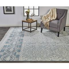 Payton Geometric Tribal Rug, Aqua Blue/Ivory/Gray, 9ft-6in x 13ft-6in Area Rug, 9806495FGRYBLUH50