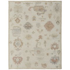 Transitional Floral & Botanical, Ivory/Orange/Gray, 5'-6" x 8'-6" Area Rug