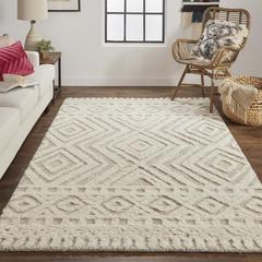 Anica Moroccan Wool Rug w/Diamonds, Ivory/Natrual Tan, 10ft x 14ft Area Rug, ANC8010FBGE000H00