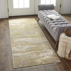 Aura Luxe Modern Rug, Gray/Beige/Gold, 2ft-10in x 7ft-10in, Runner, AUR3567FBGEGLDI71