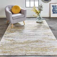 Aura Luxe Modern Rug, Gold/Cloudy Gray, 10ft x 13ft - 2in Area Rug, AUR3735FGLDGRYH13