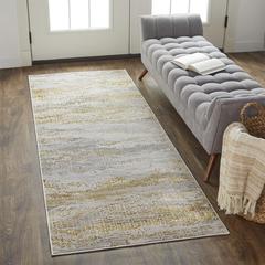 Aura Modern Variegated, Gold/Cloudy Gray, 2ft - 10in x 7ft - 10in, Runner, AUR3735FGLDGRYI71