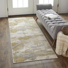 Aura Modern Marbled, Beige/Gold/Gray, 2ft - 10in x 7ft - 10in, Runner, AUR3737FGLDGRYI71