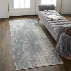 Azure Modern Metallic Watercolor, Teal/Gray/Beige, 2ft-10in x 7ft-10in, Runner, AZR3401FGRYBLUI71