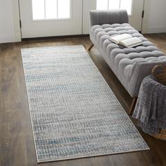 Azure Modern Metallic Distressed Runner, Teal/Gray, 2ft-10in x 7ft-10in, AZR3402FBLUGRYI71