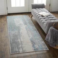 Azure Modern Metallic Watercolor, Teal/Silver/Beige, 2ft-10in x 7ft-10in, Runner, AZR3406FBGEBLUI71
